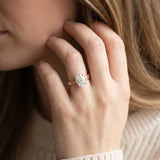 Rose gold Oval Solitaire Milgrain Engraved Band with Four-Prong Setting_6