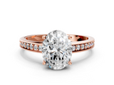 Rose gold Oval Solitaire Pavé Band Prong Setting Ring_20