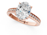 Rose gold Oval Solitaire Pavé Band Prong Setting Ring_21