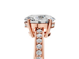 Rose gold Oval Solitaire Pavé Band Prong Setting Ring_25