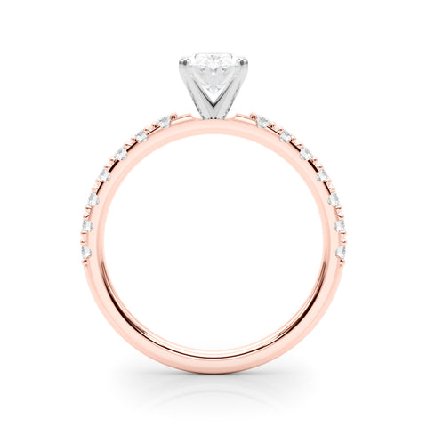 Rose gold Oval Solitaire Pavé Band with Four-Prong Setting 2