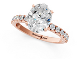 Rose gold Oval Solitaire Pavé Band with Four-Prong Setting_159
