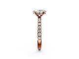 Rose gold Oval Solitaire Pavé Band with Four-Prong Setting_160