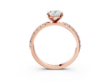 Rose gold Oval Solitaire Pavé Band with Four-Prong Setting_161