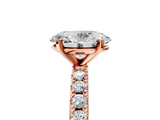 Rose gold Oval Solitaire Pavé Band with Four-Prong Setting_163