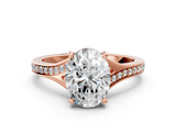 Rose gold Oval Solitaire Pavé Band with Four-Prong Setting_49