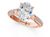 Rose gold Oval Solitaire Pavé Diamond Engagement Ring with Four-Prong Setting_158