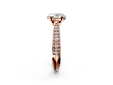 Rose gold Oval Solitaire Pavé Diamond Engagement Ring with Four-Prong Setting_159