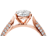 Rose gold Oval Solitaire Pavé Diamond Engagement Ring with Four-Prong Setting_161