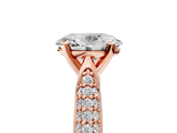 Rose gold Oval Solitaire Pavé Diamond Engagement Ring with Four-Prong Setting_162