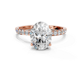 Rose gold Oval Solitaire Pavé Diamond Engagement Ring with Four-Prong Setting_45