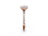 Rose gold Oval Solitaire Pavé Diamond Engagement Ring with Four-Prong Setting_47
