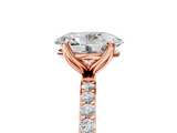 Rose gold Oval Solitaire Pavé Diamond Engagement Ring with Four-Prong Setting_50