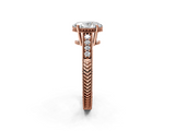 Rose gold Oval Solitaire Pavé Diamond Milgrain Engagement Ring with Four-Prong Setting_8