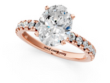 Rose gold Oval Solitaire Pave Diamond Engagement Ring with Four-Prong Setting_351