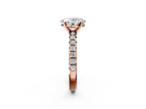 Rose gold Oval Solitaire Pave Diamond Engagement Ring with Four-Prong Setting_352