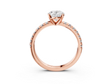 Rose gold Oval Solitaire Pave Diamond Engagement Ring with Four-Prong Setting_353