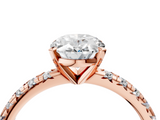 Rose gold Oval Solitaire Pave Diamond Engagement Ring with Four-Prong Setting_354