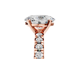 Rose gold Oval Solitaire Pave Diamond Engagement Ring with Four-Prong Setting_355