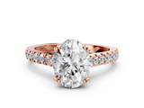 Rose gold Oval Solitaire Pave Diamond Engagement Ring with Prong Setting_33