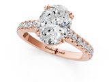 Rose gold Oval Solitaire Pave Diamond Engagement Ring with Prong Setting_34