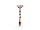 Rose gold Oval Solitaire Pave Diamond Engagement Ring with Prong Setting_35