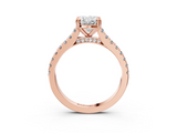 Rose gold Oval Solitaire Pave Diamond Engagement Ring with Prong Setting_36