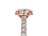 Rose gold Oval Solitaire Pave Diamond Engagement Ring with Prong Setting_38