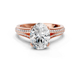 Rose gold Oval Solitaire Pave Split Shank Engagement Ring with Six-Prong Setting_41