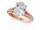 Rose gold Oval Solitaire Pave Split Shank Engagement Ring with Six-Prong Setting_42