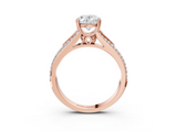 Rose gold Oval Solitaire Pave Split Shank Engagement Ring with Six-Prong Setting_44