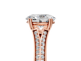 Rose gold Oval Solitaire Pave Split Shank Engagement Ring with Six-Prong Setting_46