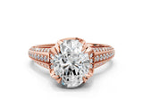 Rose gold Oval Solitaire Pave Split Shank Ring with Four-Prong Setting_100