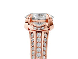 Rose gold Oval Solitaire Pave Split Shank Ring with Four-Prong Setting_105