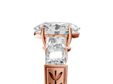 Rose gold Oval Solitaire Princess Side Stone Engraved Band Prong Setting Ring_8