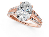 Rose gold Oval Solitaire Split Shank Pavé Diamond Engagement Ring_326