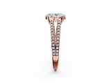 Rose gold Oval Solitaire Split Shank Pavé Diamond Engagement Ring_327