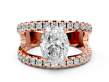 Rose gold Oval Solitaire Split Shank Pave Diamond Ring_44