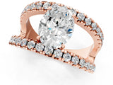 Rose gold Oval Solitaire Split Shank Pave Diamond Ring_45