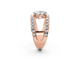 Rose gold Oval Solitaire Split Shank Pave Diamond Ring_46
