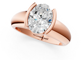 Rose gold Oval Solitaire Tension Set Diamond Ring with Wide Band_21
