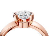 Rose gold Oval Solitaire Tension Set Diamond Ring with Wide Band_24