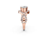 Rose gold Oval Solitaire Twist Band Pavé Diamond Engagement Ring_33