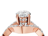 Rose gold Oval Solitaire Twist Band Pavé Diamond Engagement Ring_35