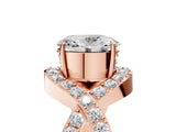 Rose gold Oval Solitaire Twist Band Pavé Diamond Engagement Ring_36