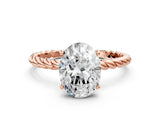 Rose gold Oval Solitaire Twist Band Ring with Four-Prong Setting_68