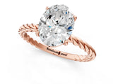 Rose gold Oval Solitaire Twist Band Ring with Four-Prong Setting_69