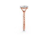 Rose gold Oval Solitaire Twist Band Ring with Four-Prong Setting_70