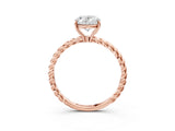 Rose gold Oval Solitaire Twist Band Ring with Four-Prong Setting_71
