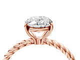 Rose gold Oval Solitaire Twist Band Ring with Four-Prong Setting_72